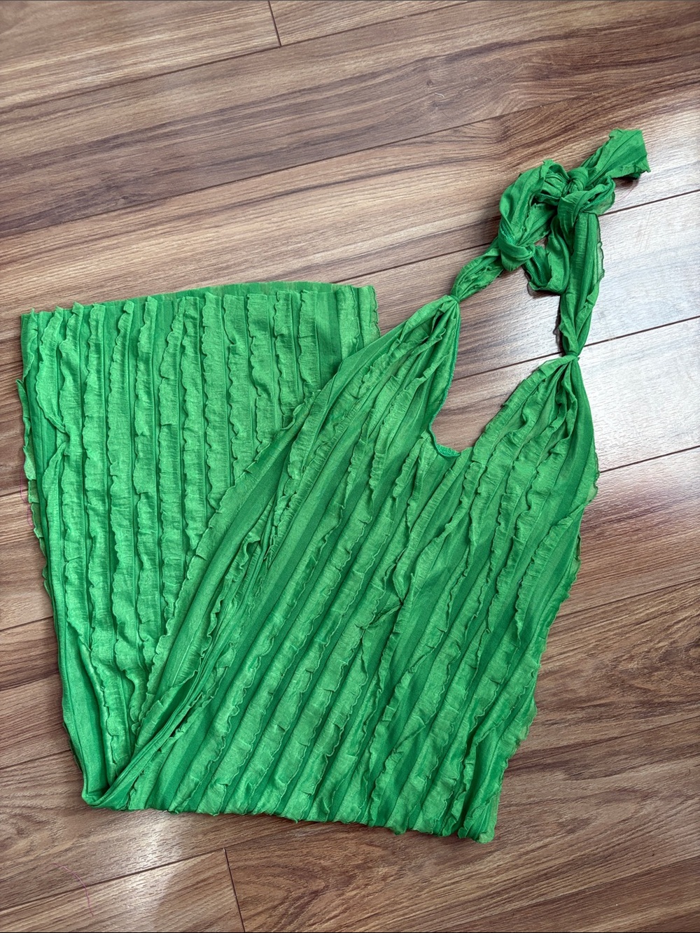 Green Textured Halter Top Dress